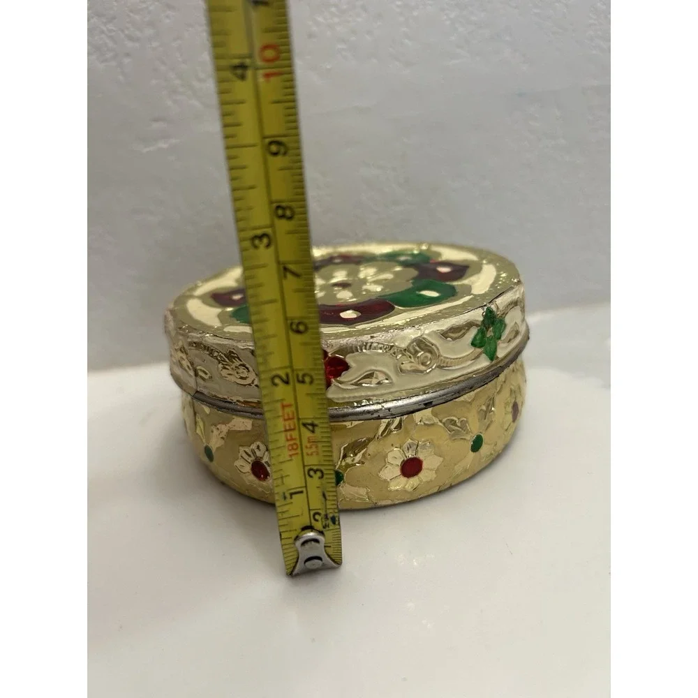 Meenakari Enamel Indian Tin Jewelry Trinket Box Party Holiday